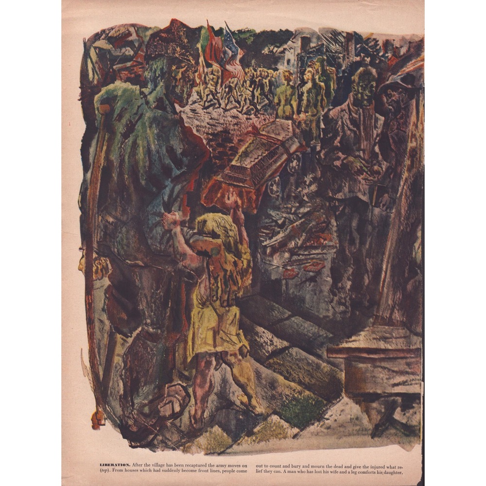 Vintage David Fredenthal War Art Yugoslavia Liberation Magazine Article 1940s - Picture 4 of 8